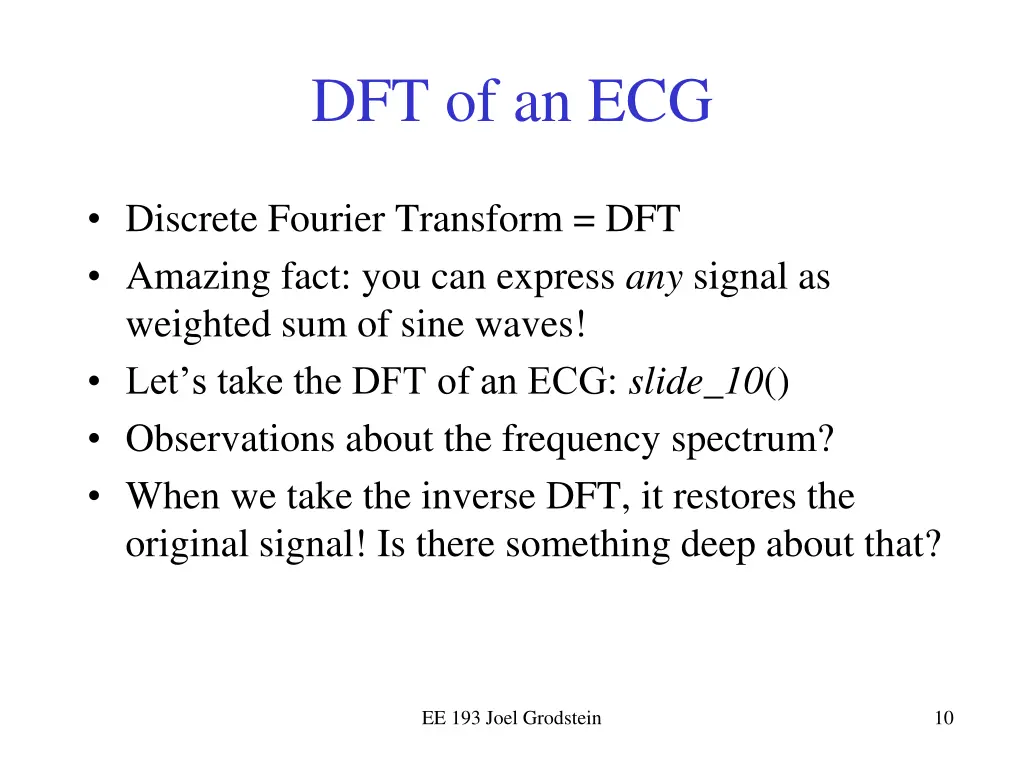 dft of an ecg