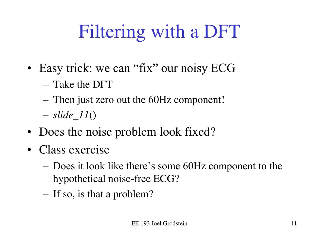 filtering with a dft