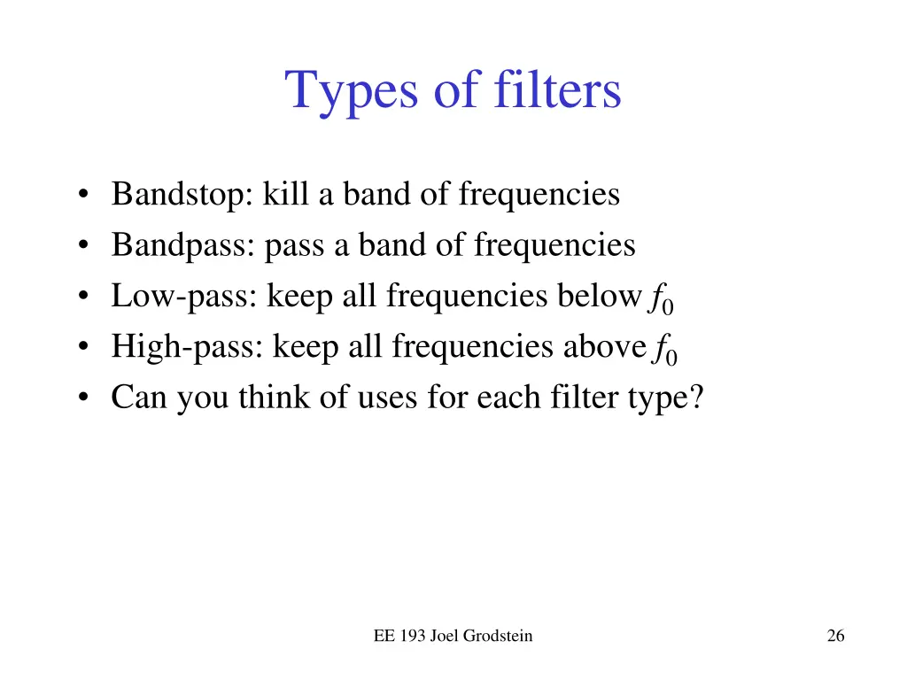 types of filters