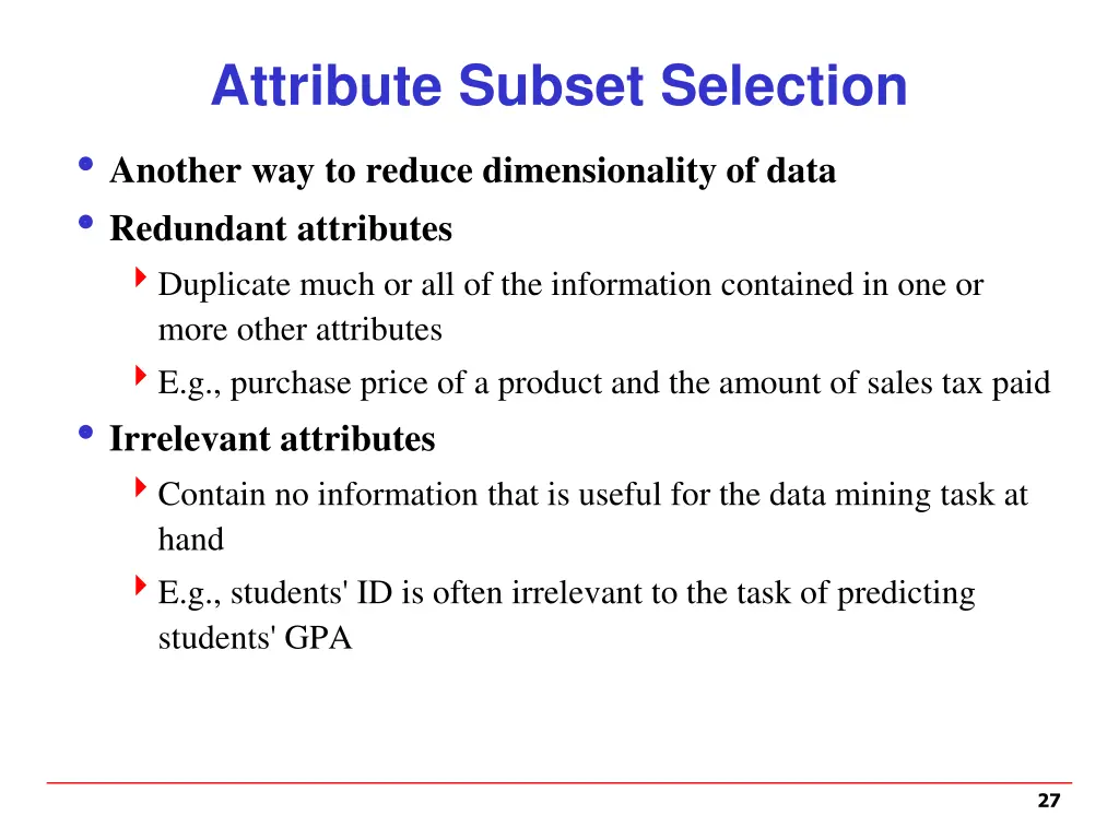 attribute subset selection