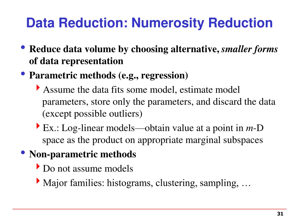 data reduction numerosity reduction