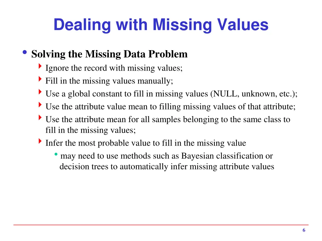 dealing with missing values