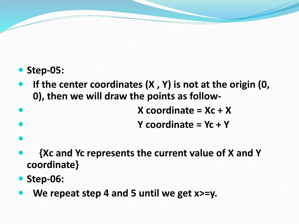 step 05 if the center coordinates