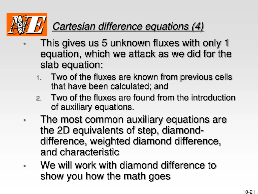 cartesian difference equations 4 this gives