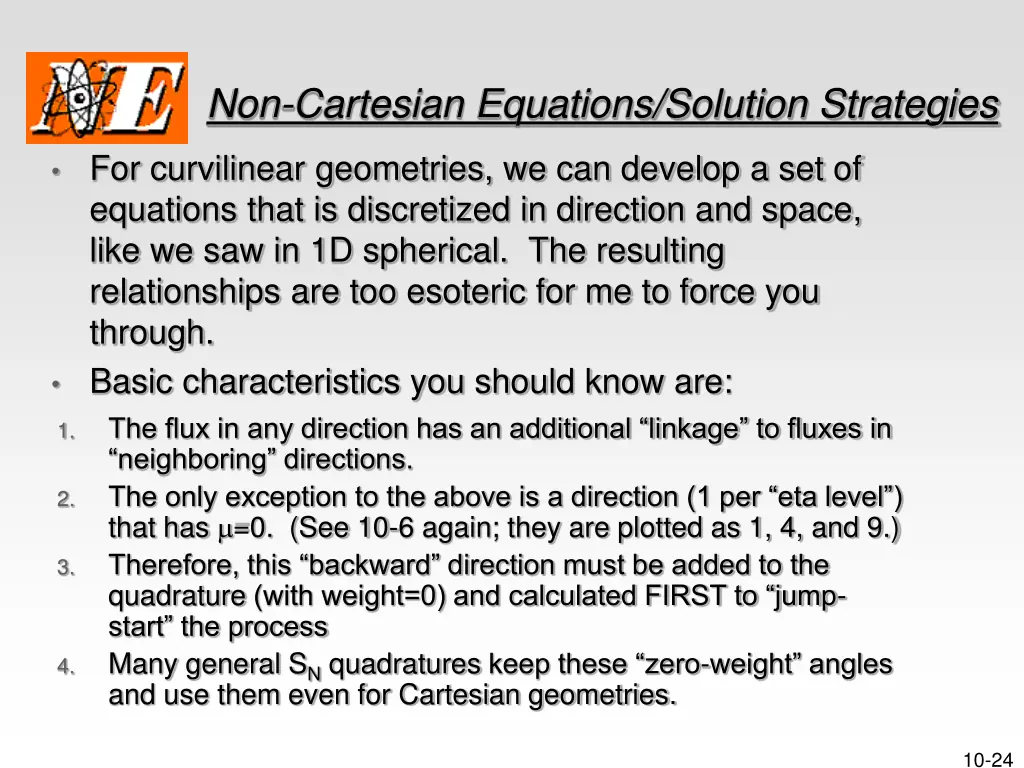 non cartesian equations solution strategies