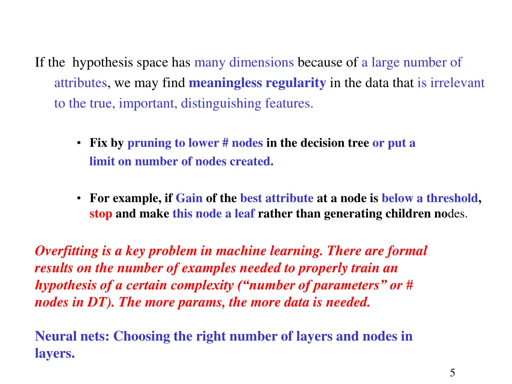 if the hypothesis space has many dimensions