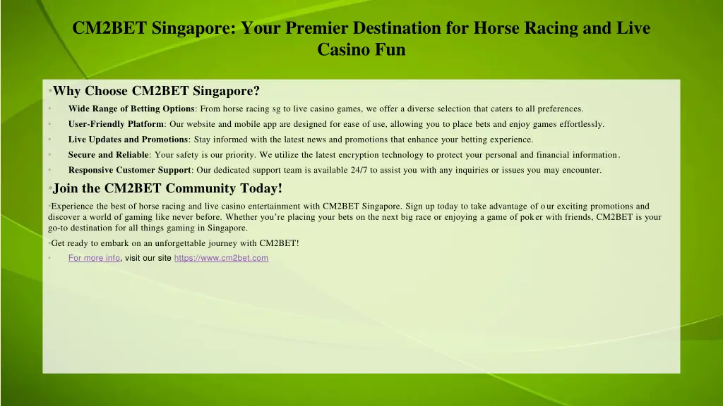 cm2bet singapore your premier destination 1