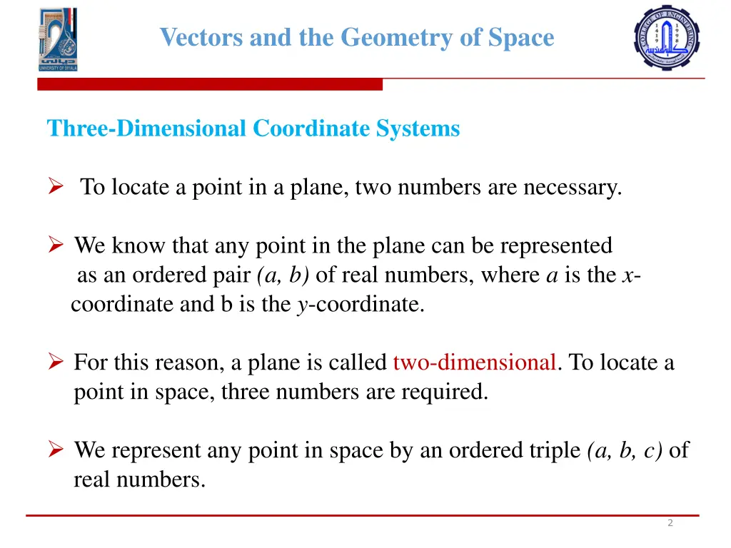 vectors and the geometry of space