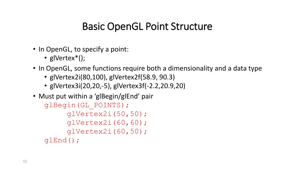 basic basic opengl point structure opengl point