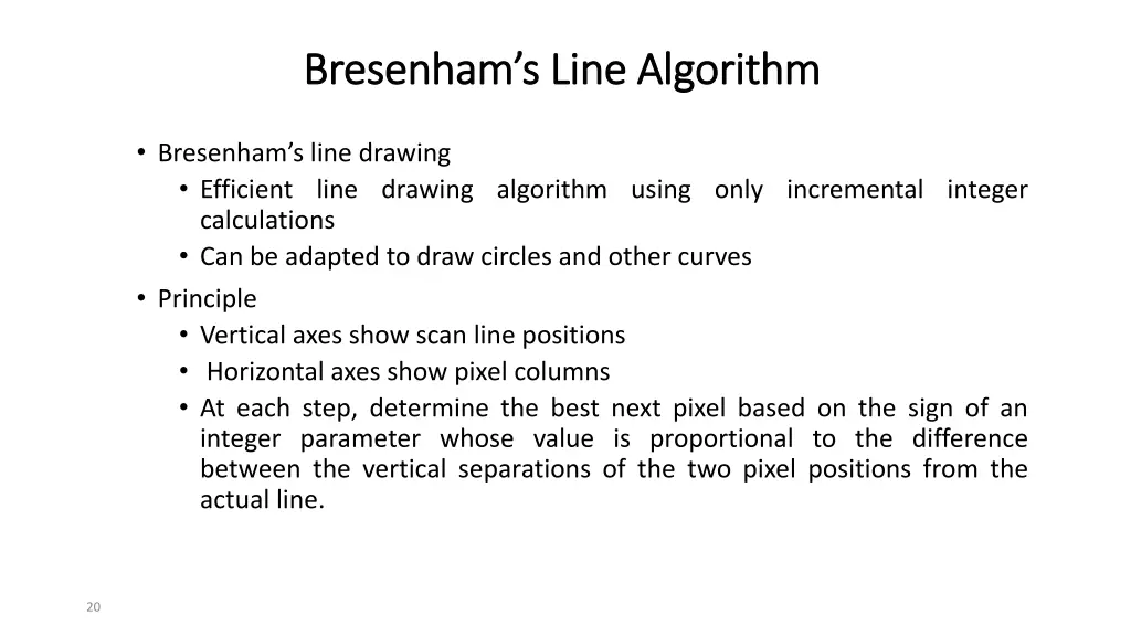 bresenham bresenham s s line algorithm line