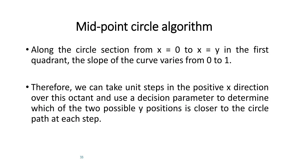 mid mid point circle algorithm point circle 1