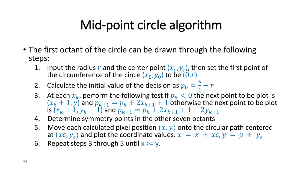 mid mid point circle algorithm point circle 2