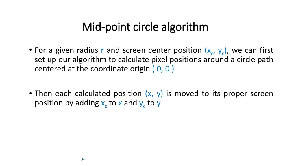 mid mid point circle algorithm point circle