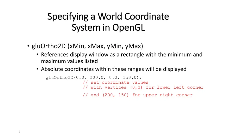 specifying a world coordinate specifying a world