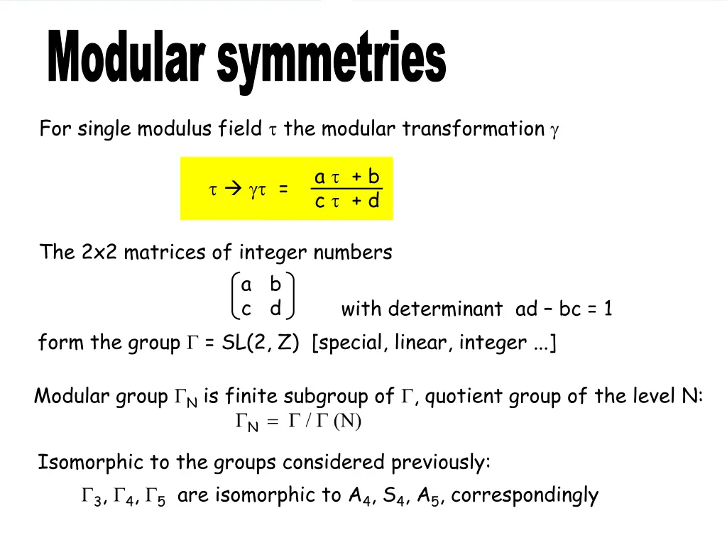 modular symmetries