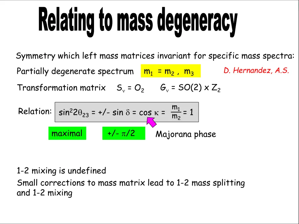 relating to mass degeneracy