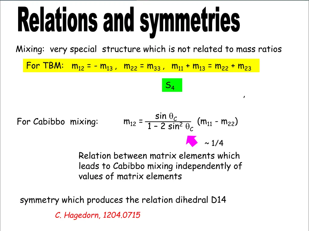 relations and symmetries