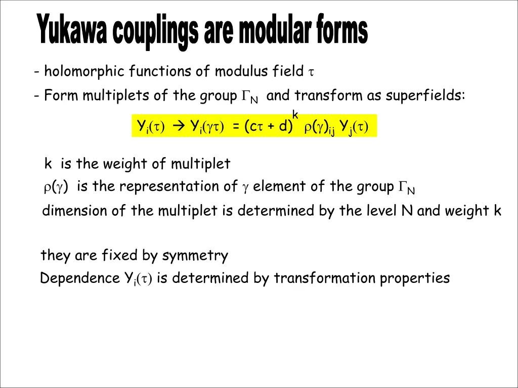 yukawa couplings are modular forms