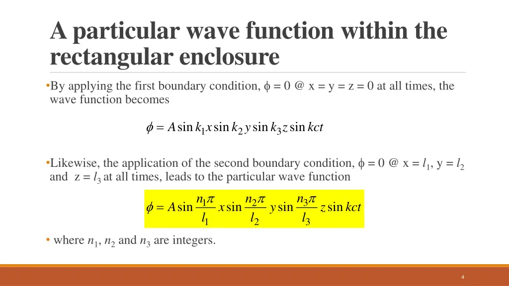 a particular wave function within the rectangular