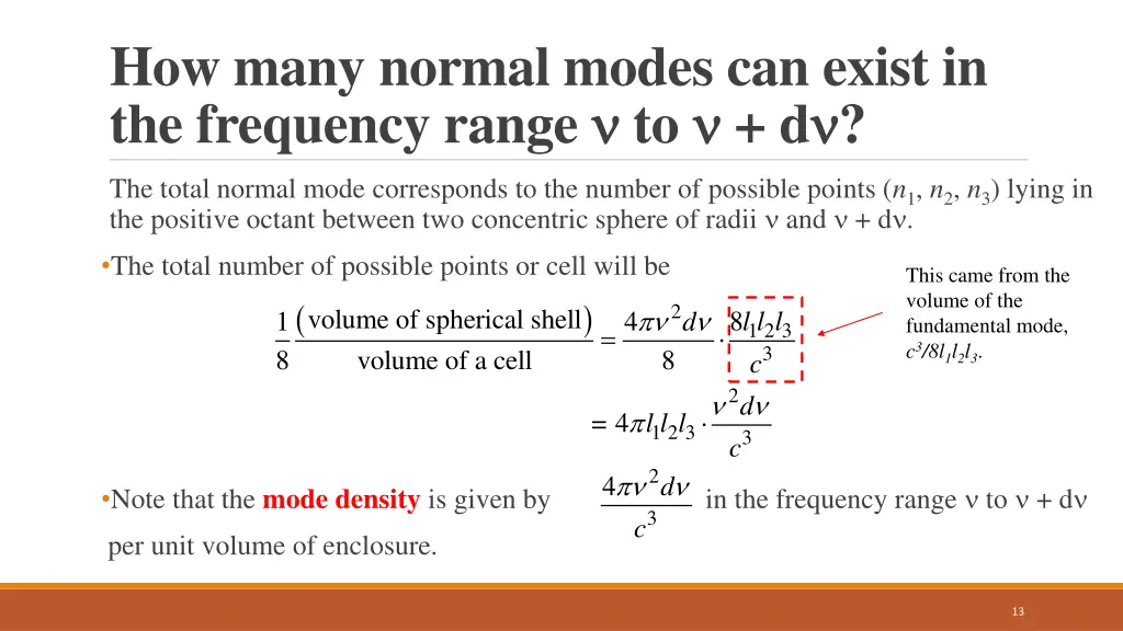 how many normal modes can exist in the frequency