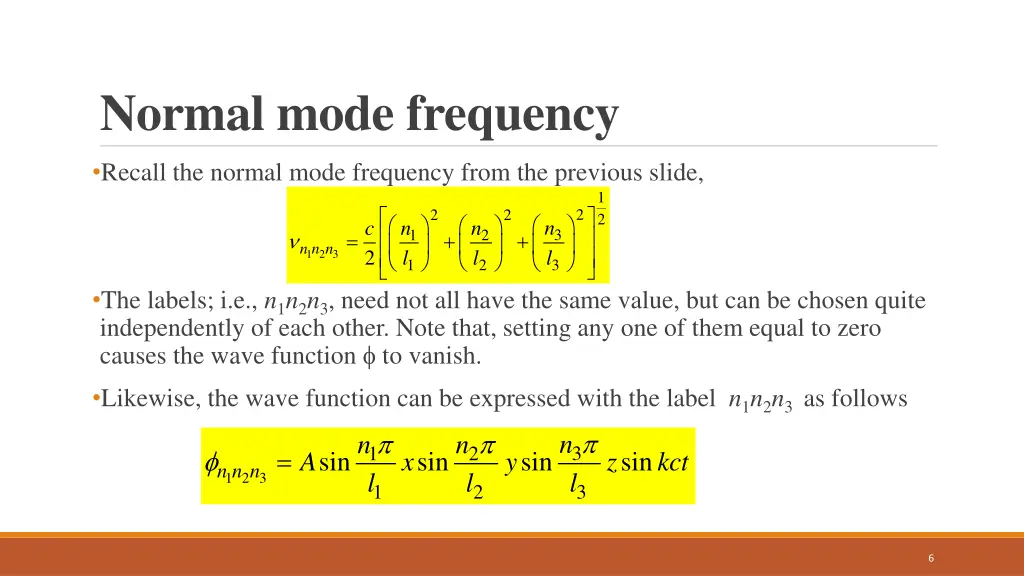 normal mode frequency