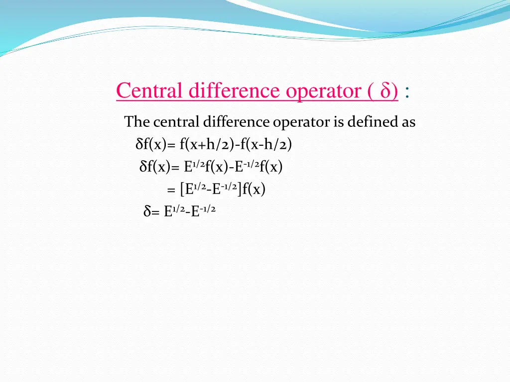 central difference operator