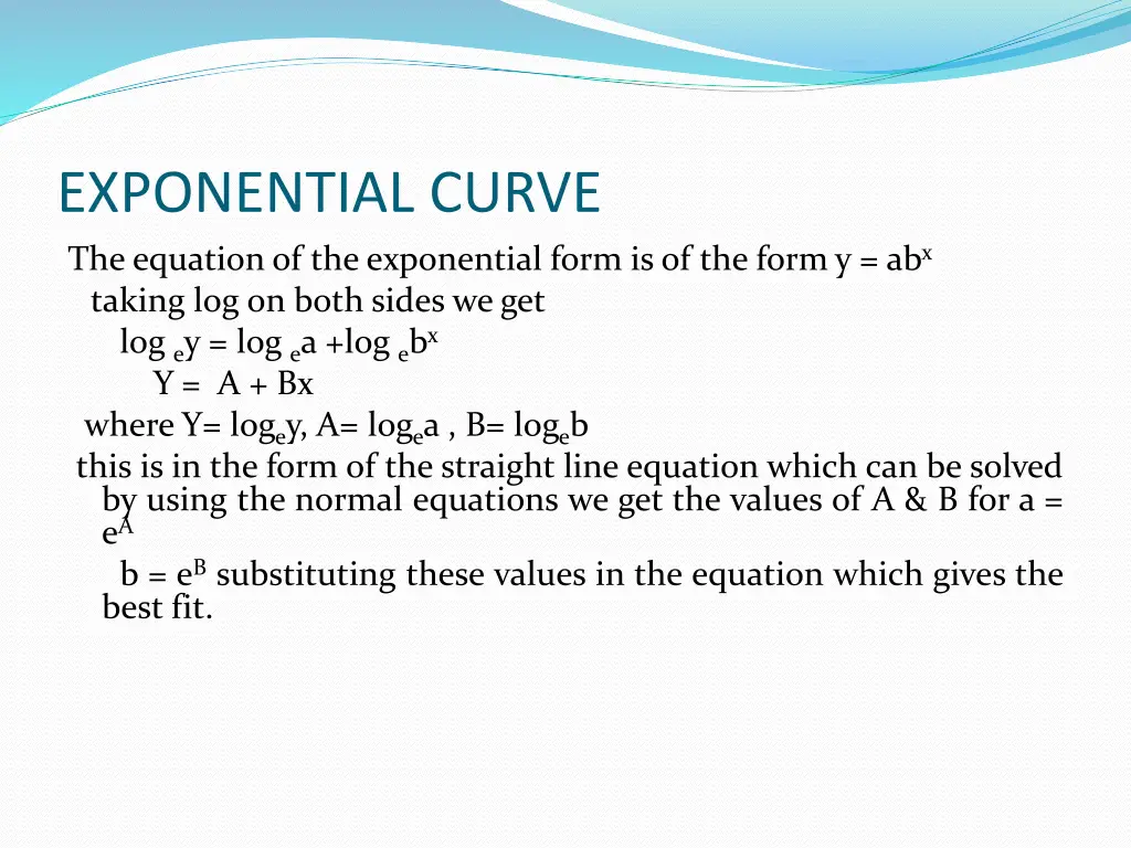 exponential curve the equation of theexponential