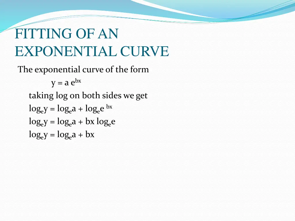 fitting of an exponential curve