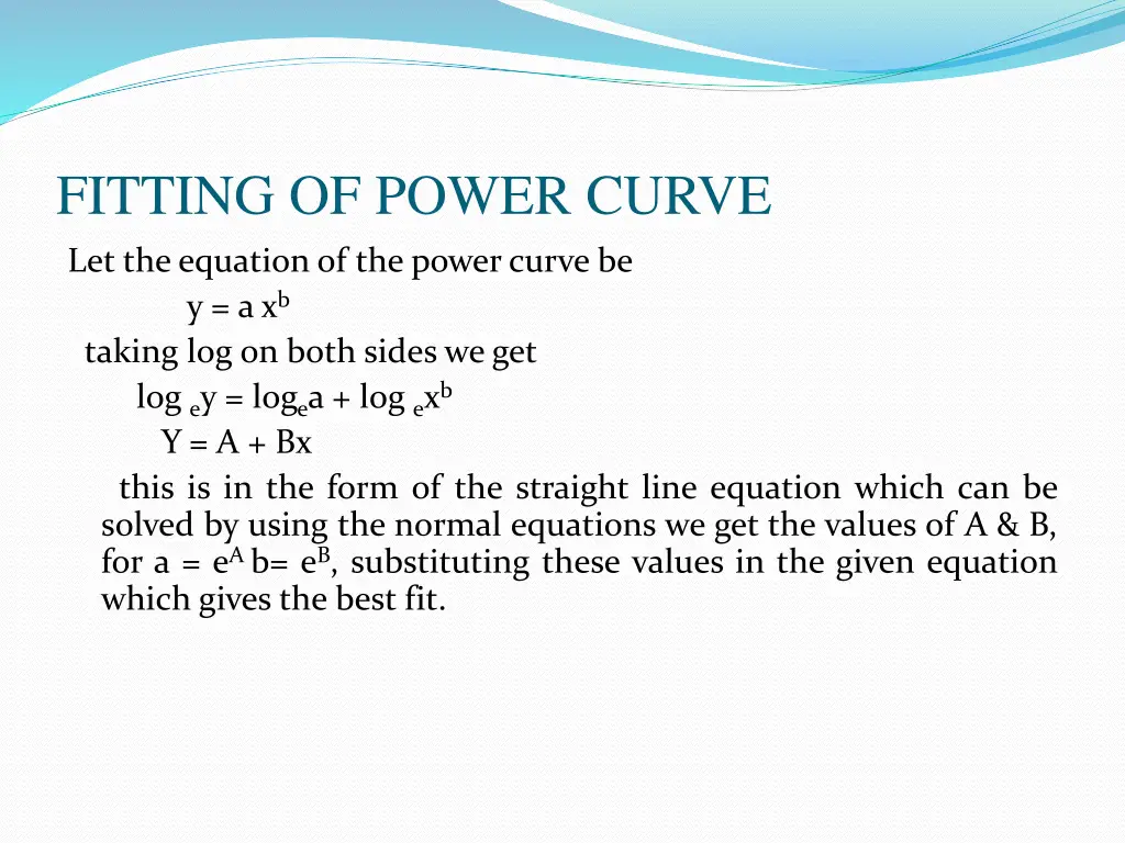 fitting of power curve