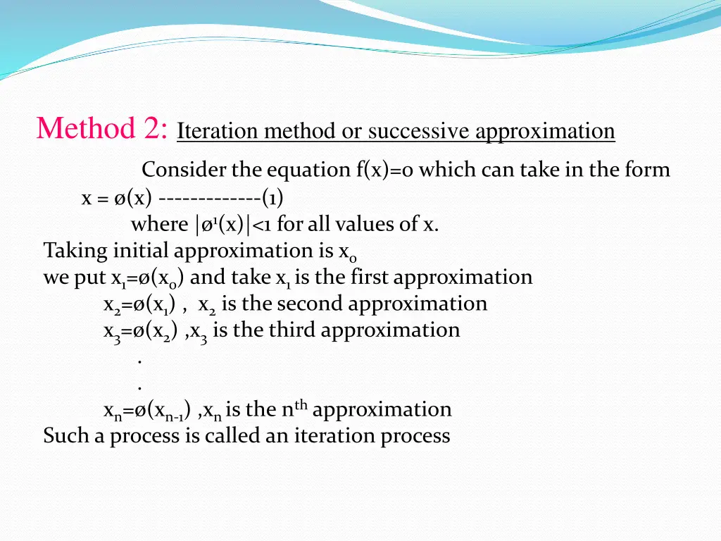 method 2 iteration method or successive