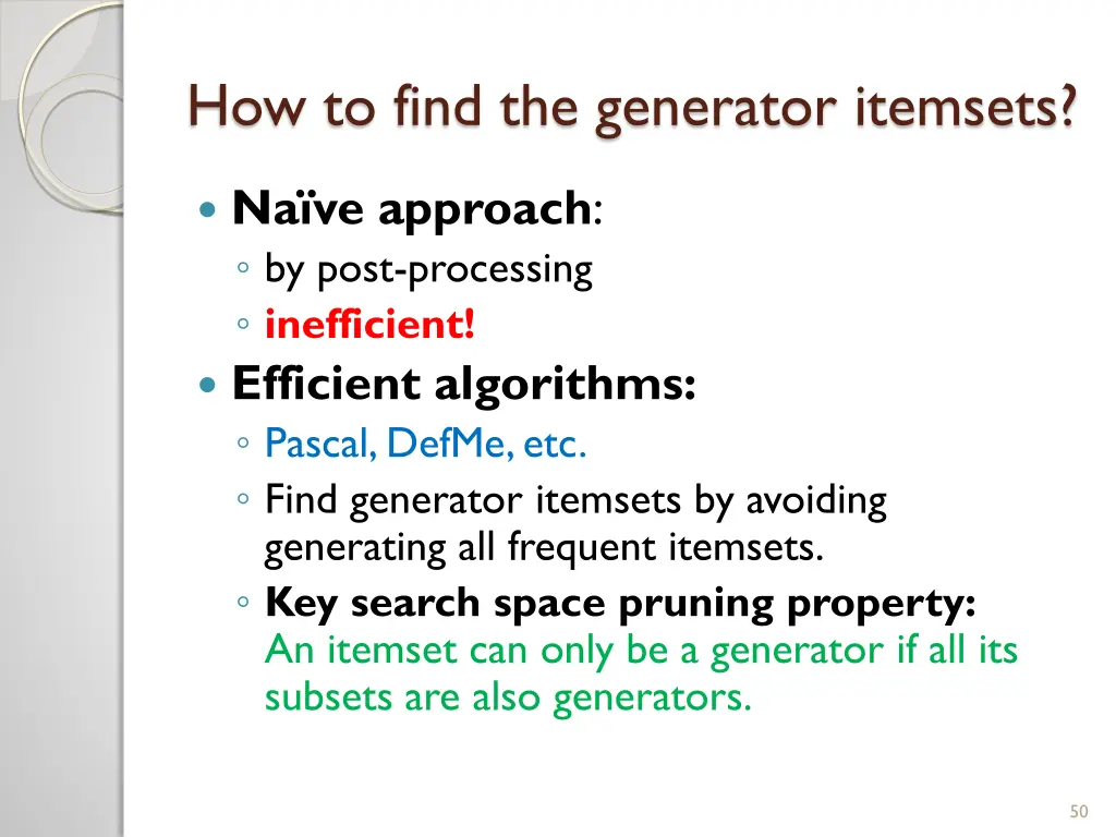 how to find the generator itemsets