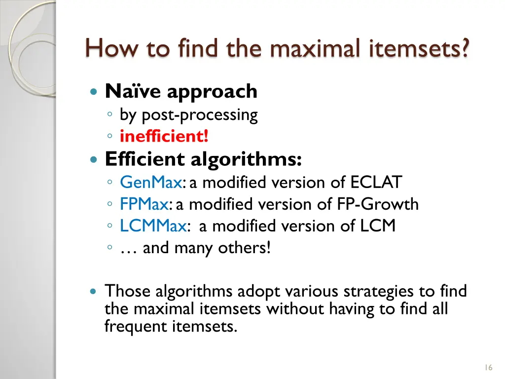 how to find the maximal itemsets