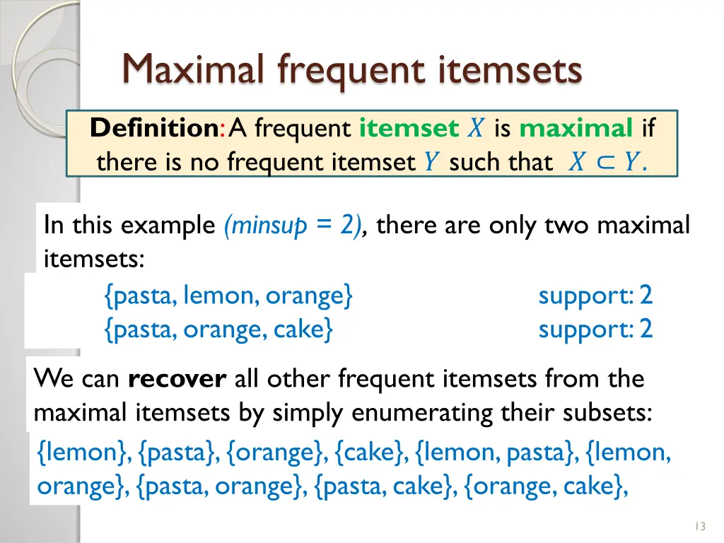 maximal frequent itemsets 1