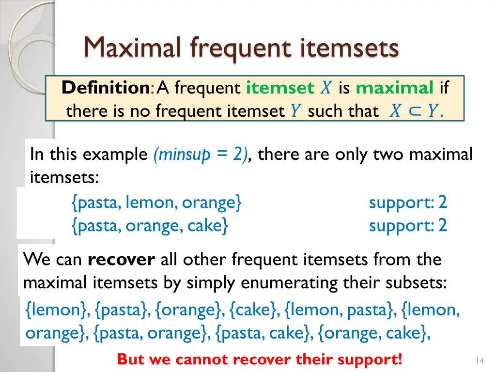 maximal frequent itemsets 2