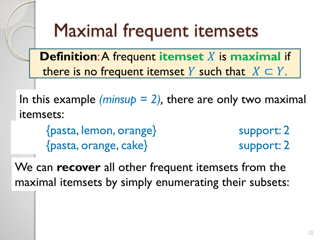 maximal frequent itemsets