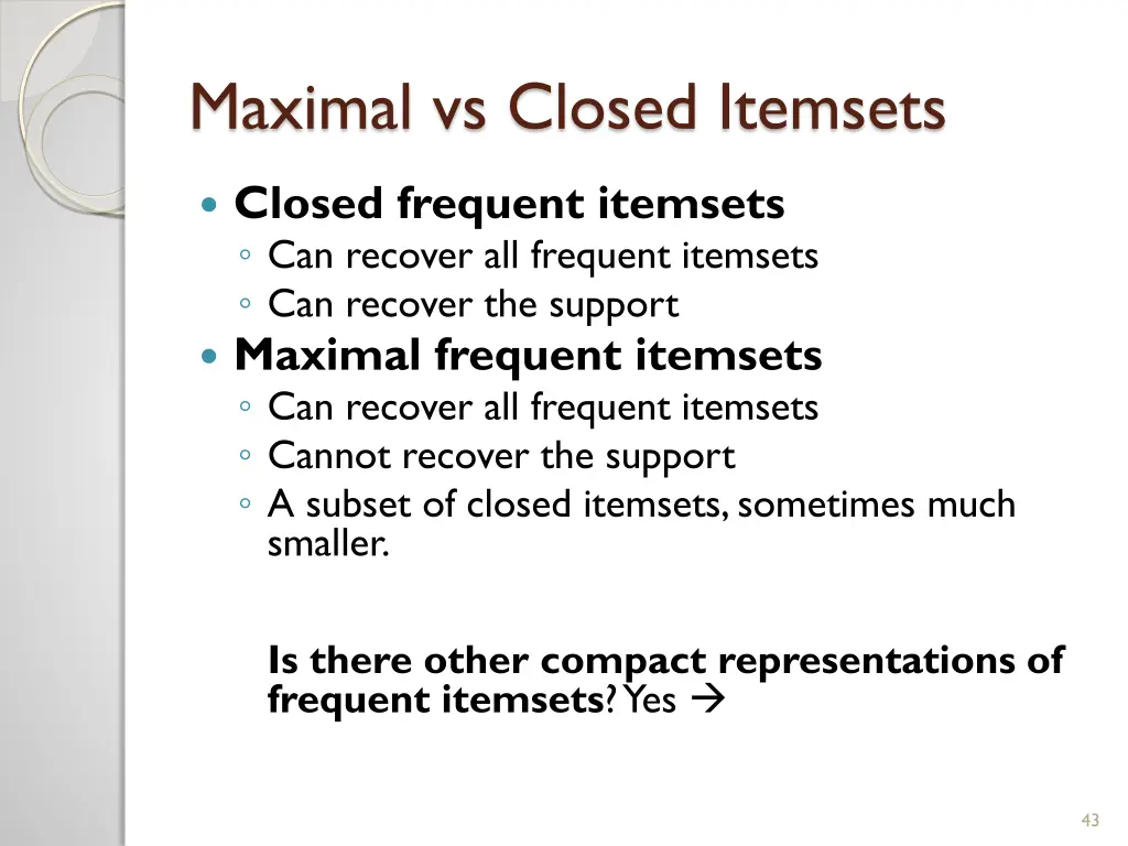 maximal vs closed itemsets