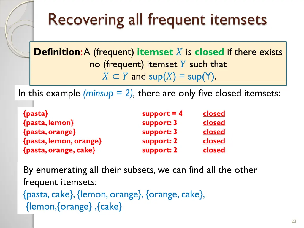 recovering all frequent itemsets 2