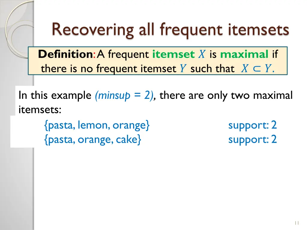 recovering all frequent itemsets