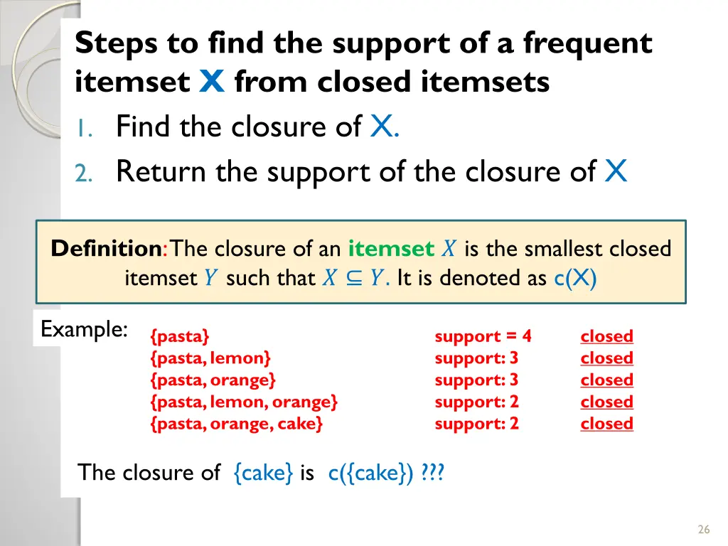 steps to find the support of a frequent itemset 1