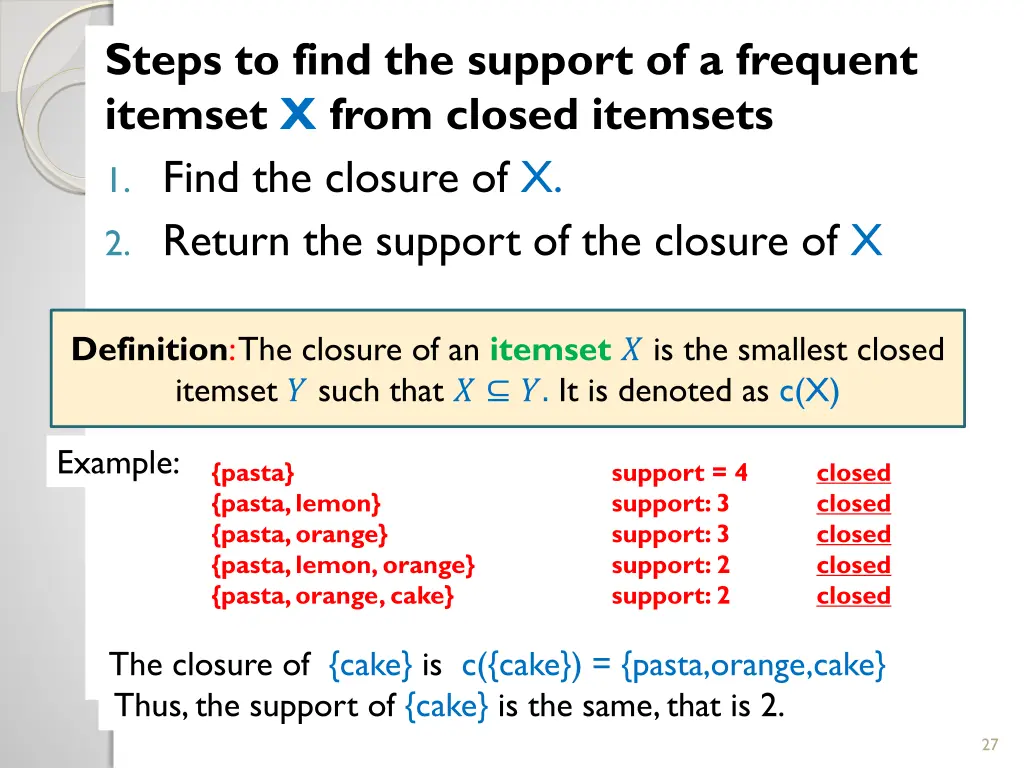 steps to find the support of a frequent itemset 2