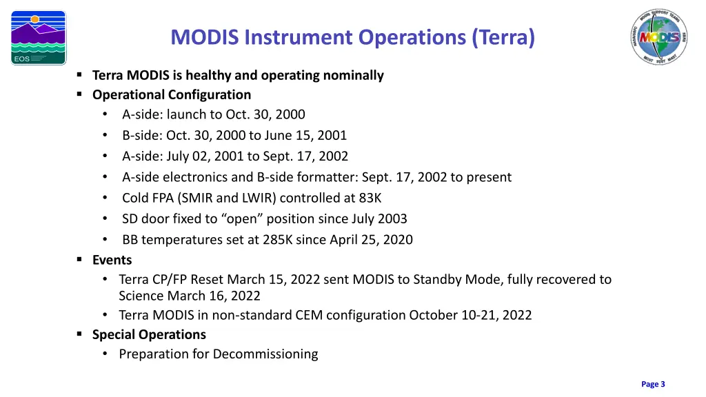 modis instrument operations terra