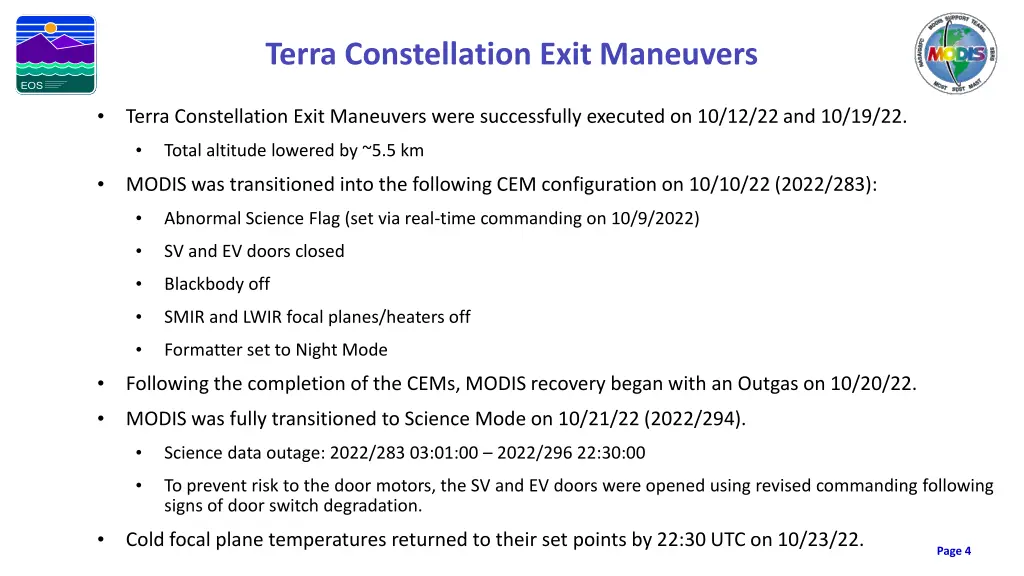 terra constellation exit maneuvers