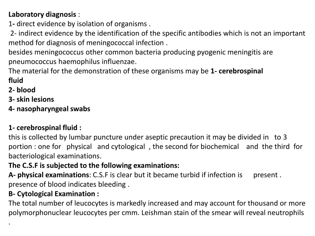 laboratory diagnosis 1 direct evidence