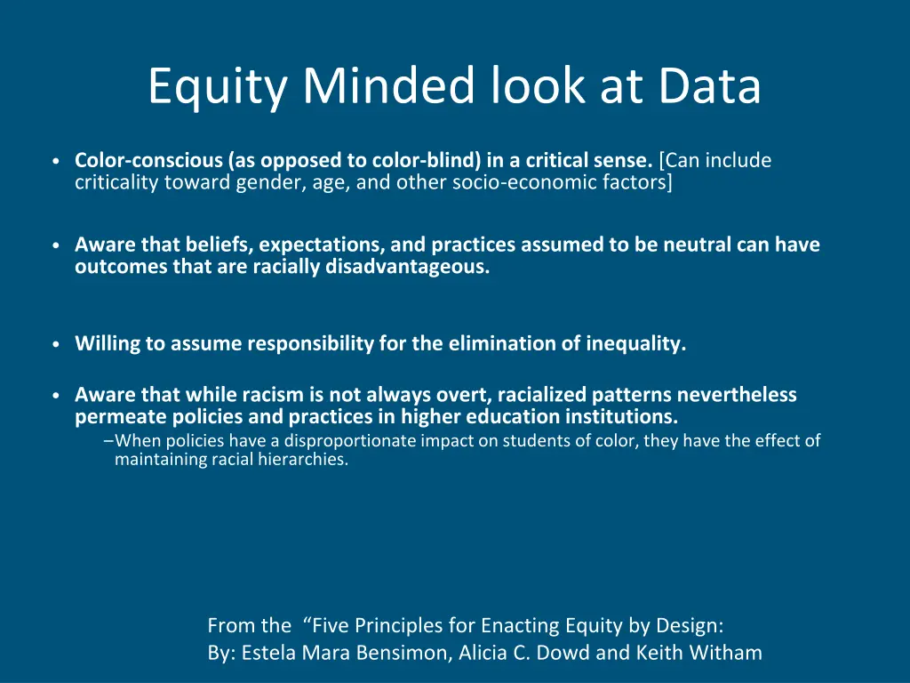 equity minded look at data