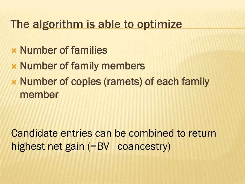 the algorithm is able to optimize