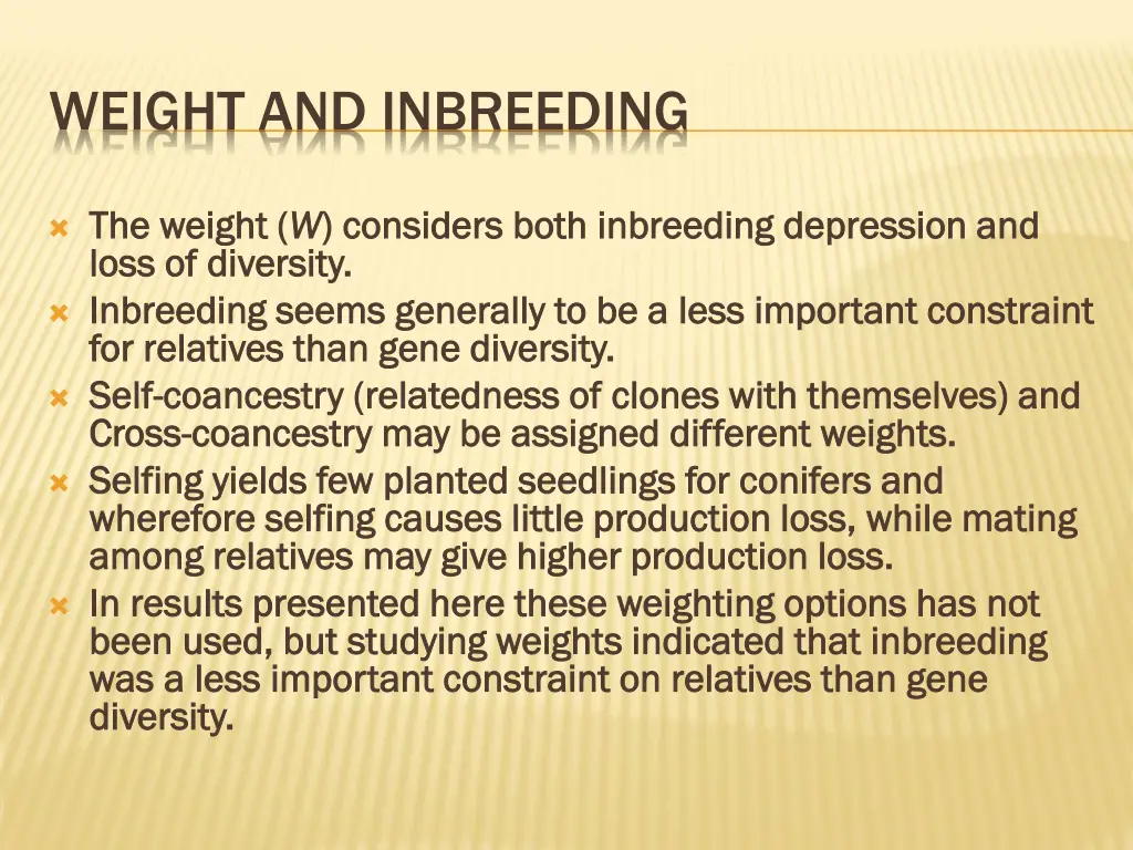 weight and inbreeding