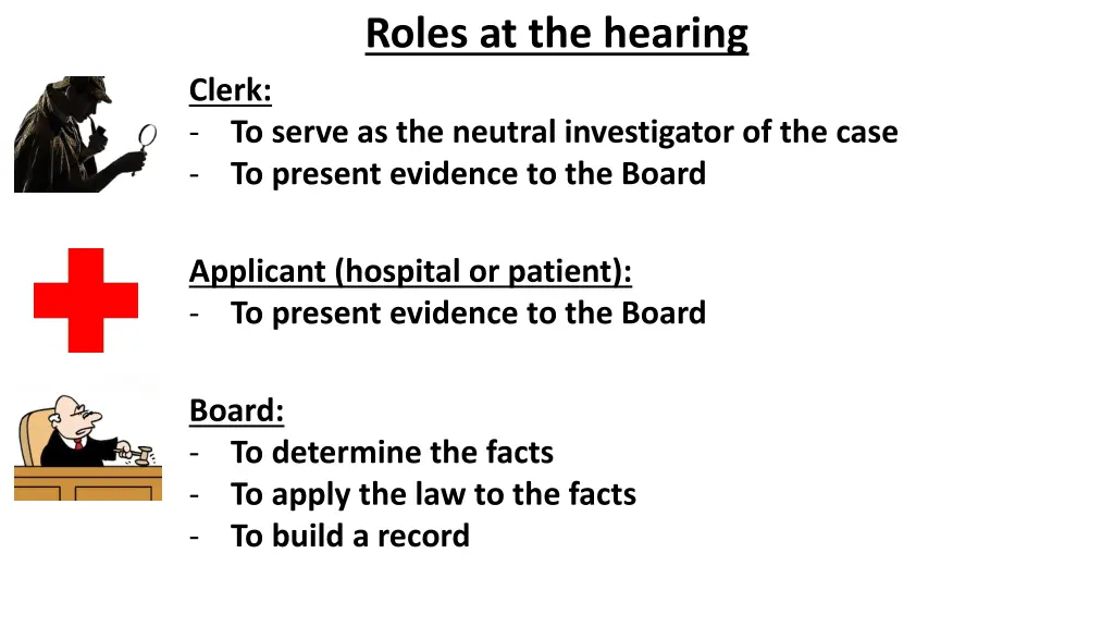 roles at the hearing