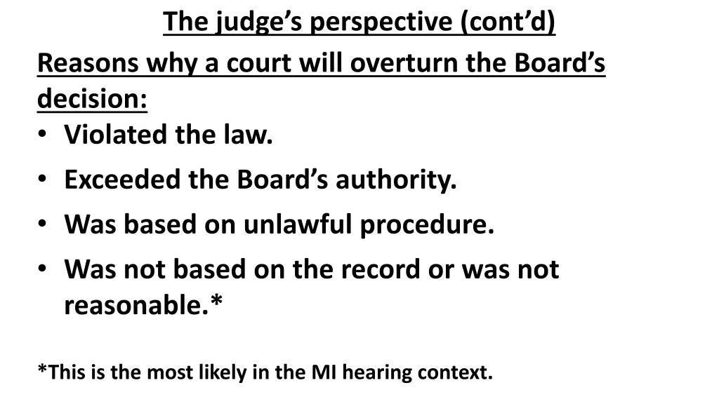 the judge s perspective cont d reasons