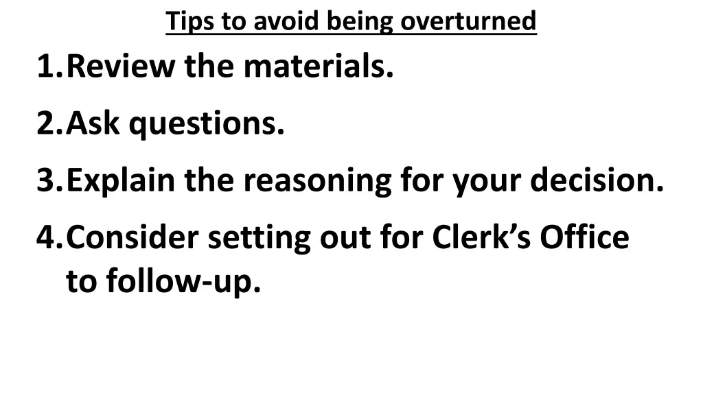 tips to avoid being overturned 1 review