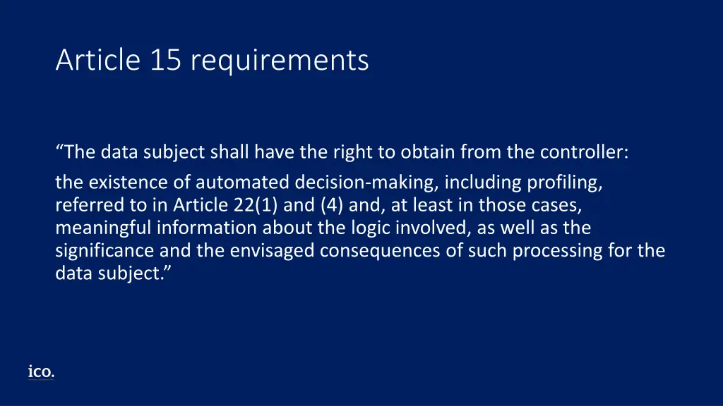 article 15 requirements